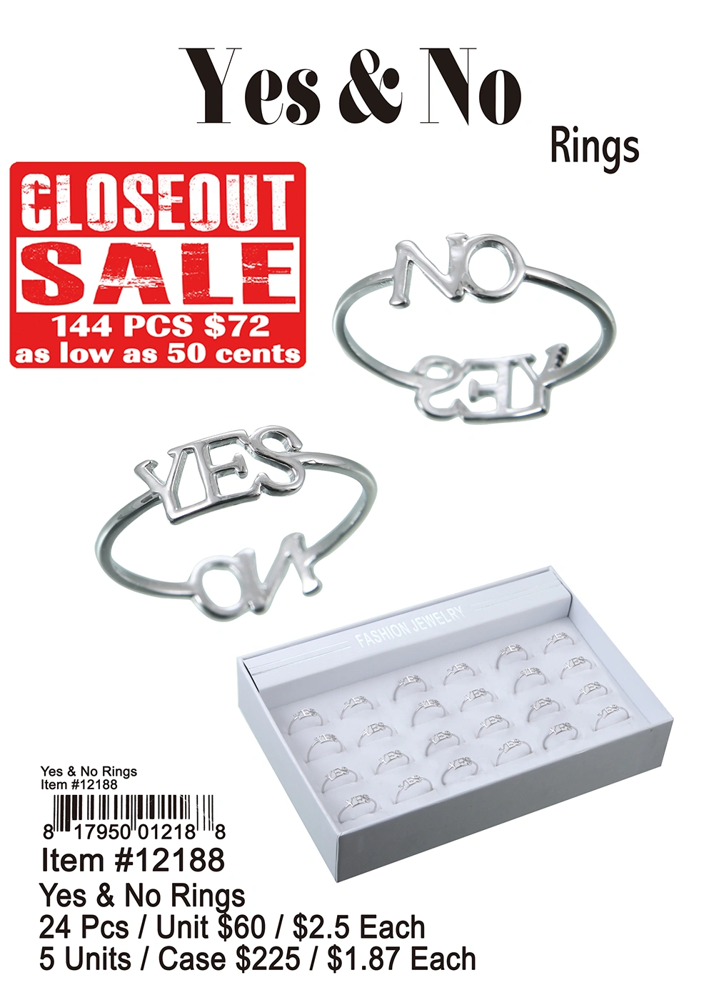 Yes and No Rings - Closeout 144 Pcs.